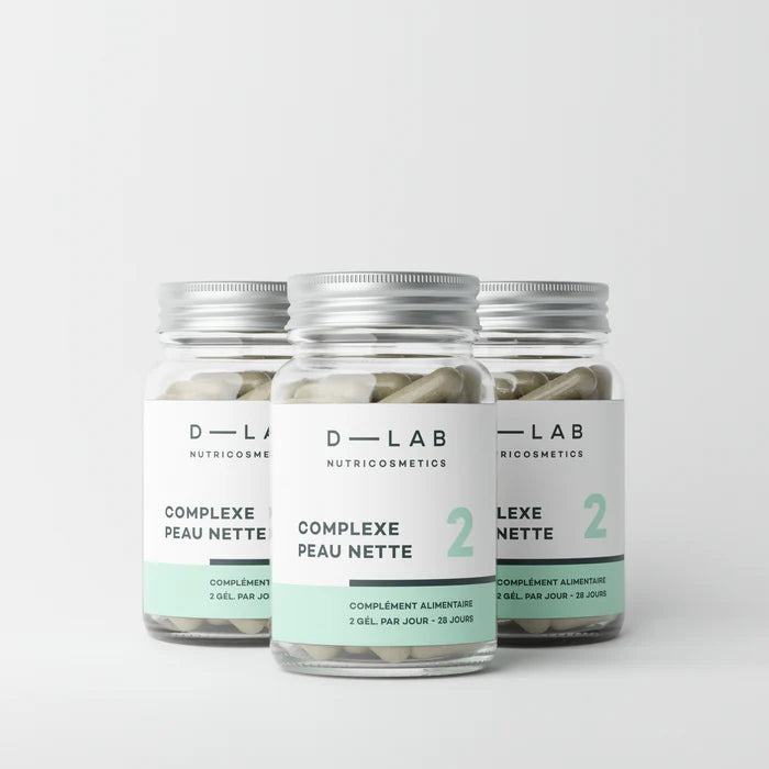 D-LAB Complexe Peau Nette – 1 mois (56 gélules) – Peau Nette, Sébum Régulé & Grain Uniforme