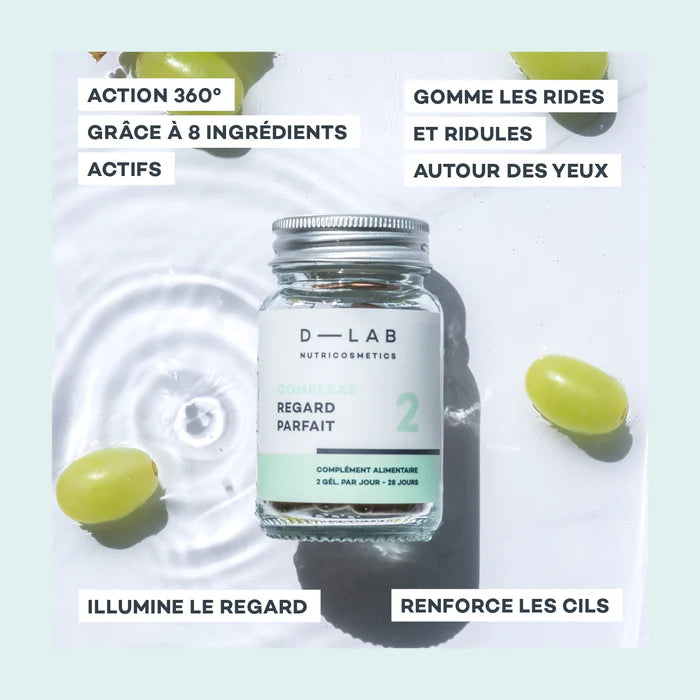 D-LAB Complexe Regard Parfait 1 mois – Anti-cernes, Anti-poches & Anti-rides (Gélules)
