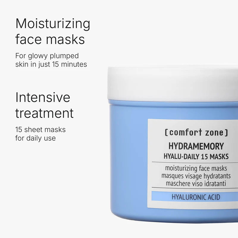 Hydramemory Hyalu-Daily 15 Masks – Masques Visage Hydratants à l’Acide Hyaluronique | Comfort Zone